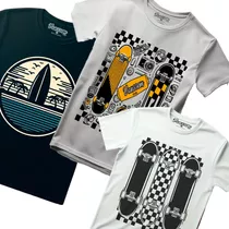 Kit 3 Camisetas Infantil Original Vanssem Kids 100% Algodão 