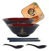 Tigela Sopa Japonesa Lamen Colher Lengue Hashi 2 Pessoas Kit