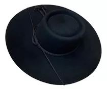 Sombrero De Huaso, Color Negro, Ala Corta 9cm Y Copa 9cm