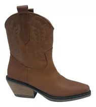 Bota Texana Cuero Vacuno 100% Moda Dama Zapato Vegas/hr