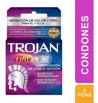 Condones Trojan Fire & Ice De Hule Látex Natural 3 Piezas