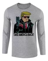 Camiseta Manga Longa Ou Curta Bolsonaro Donald Trump Preside