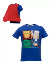 Remera Avengers Vengadores Con Capa Desmontable Dos Colores 