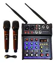 Mezclador Mixer C/micrófonos Inalámbricos Uhf C/bt Batblack 