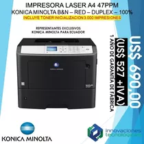 Impresora Láser A4 B&n Dúplex Konica Minolta Red Garantia