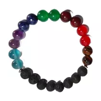 Pulsera Unisex Piedra Lava Y Piedras Semipreciosas Varias