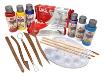 Kit Cerámica Sin Horno, Pinturas, Pinceles Y Estecas.