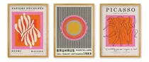 Set 3 Cuadros Matisse Bauhaus Ecléctico  Marcos De Madera 