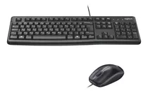 Combo Teclado E Mouse Com Fio Usb Mk120 Preto Logitech