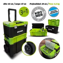 Carro Porta Herramientas Caja 3 Cuerpos Profesional Kroner Color Verde Lima