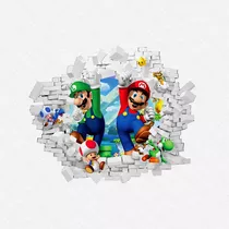 Adesivo De Parede Buraco Sonic Mario Patrulha Canina 55x45cm Cor Super Mario