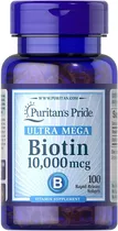 Biotina 10.000mcg 100caps Puritanspride Uñas, Piel Y Cabello