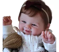 Bebê Reborn Realista Com Cabelo E Olhos Abertos Boneca Mia