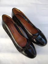 Zapatos De Vestir 36 Negros Acharolados Cuero, Dama Mujer