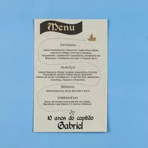 20 Menus Tema Mapa Do Tesouro Pergaminho Rústico Infantil 