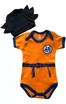 Body Temático Infantil Bebê - Goku Com Touca