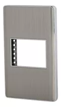 Placa De Acero Inox Con 1 Ventana 1.5 Módulos, Volteck 47818 Color Gris