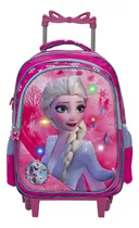 Mochila Infantil Menina Frozen Elsa 3d Led Com Rodinhas