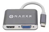 Adaptador Tipo C A Hdmi+vga Naceb Technology Na-0113 - Plata