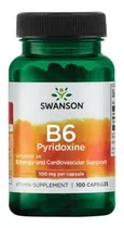 Swanson Vitaminas B-6 Piridoxina 100mg 100cap. Salud Corazon