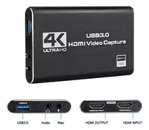 Capturadora De Video Audio Hdmi A Usb 1080p Hd 4k Pc Ps4 