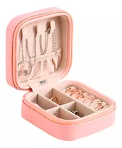 Joyero Portátil Caja Organizadora Joyas Aretes Anillos Viaje Color Rosa