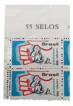 8039 Brasil Selo C-612 Unicef 1968 Em Quadra Com Duplo Picot