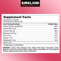 Kirkland Calcio Citrato, Magnesio, Zinc, Vitamin D3 500 Tabs