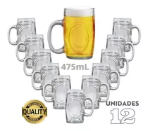 Conjunto Com 12 Canecas De Chopp Cerveja De Vidro 475 Ml