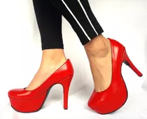 Sam123 Zapatos Stilettos Cuero Talles Grandes Rojo
