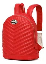 Mochila Mujer Las Oreiro Eco Cuero Tiras Ajustable Color Rojo Diseño De La Tela Liso