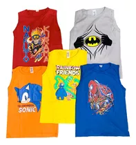 Musculosa Algodón Estampadas  Personajes T.2 Al 14 Pack X 3