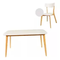 Set Mesa Norway 120 Cm +4 Sillas Norway Madera Comedor Cuota