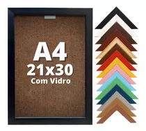 Porta Retrato Kit Com 4 Molduras A4 | 21x30 C/vidro Cor Preto