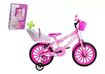 Bicicleta Infantil Feminina Aro 16 Com Cadeirinha E Boneca