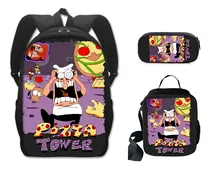 Nova Mochila De Poliéster Transfronteiriça Pizza Tower Bag S