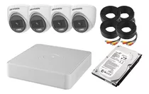 Kit De 4 Cámaras Hikvision 2mp Color De Noche Disco 500gb