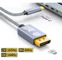 Cabo Usb Tipo C Para Displayport 4k 144hz E 8k Thunderbolt 3