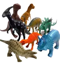 Kit 8 Dinossauros De Borracha Coleção Brinquedos Jurassic