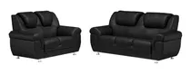 Juego  Living Cuero Ecologico Sofa Dos+tres Lugares Sillón 