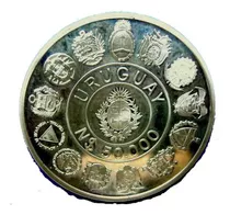 Tp Moneda N$50.000 Encuentro De Dos Mundos 1992 Proof Plata.