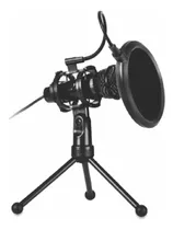 Micrófono Condensador Ezra Mp03 Filtro Trípode Aux 3.5mm Color Negro