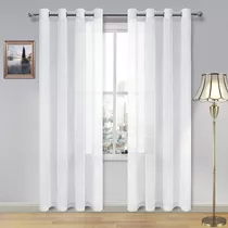 White Sheer Curtains  Semi Transparent Voile Grommet Wi...