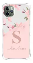 Capinha De Celular Compatível Seu Nome Inicial Rose Flores