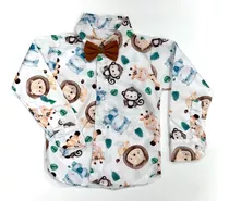 Camisa Avulsa Manga Longa Safari Baby Bebe Aniversario