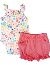 Ropa Carters. Lindo Set De 2 Piezas Bebe Niña. Body Y Short