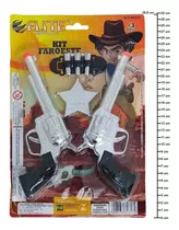 Kit Coldre Duplo + 02 Revolver 20cm Velho Oeste Cinto Gatilh