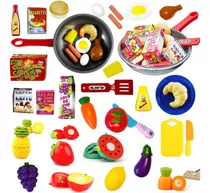 Peça Brinquedo Cortar Cozinha Verdura Frutas Velcr Com 30pçs