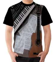 Camisa Camiseta Piano Teclado Violão Notas Musicais