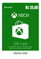 Xbox Live Cartão R$ 25,00 Reais Gift Microsoft Points Brasil